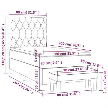 Boxspringbett mit Matratze Dunkelgrau 80x200 cm Stoff