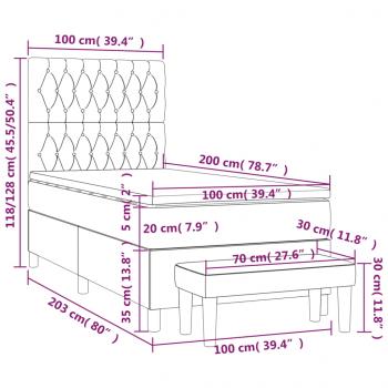 Boxspringbett mit Matratze Dunkelgrau 100x200 cm Stoff