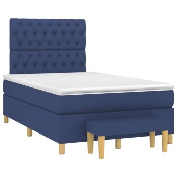 Boxspringbett mit Matratze Blau 120x200 cm Stoff