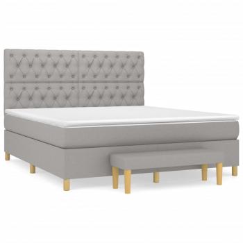 Boxspringbett mit Matratze Hellgrau 160x200 cm Stoff