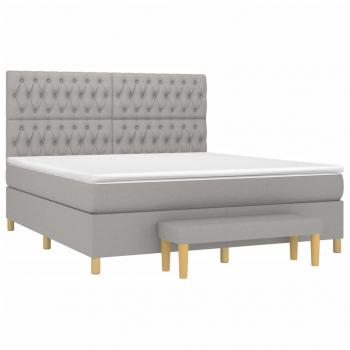 Boxspringbett mit Matratze Hellgrau 180x200 cm Stoff