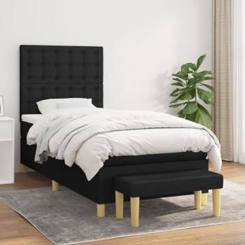 ARDEBO.de - Boxspringbett mit Matratze Schwarz 90x190 cm Stoff