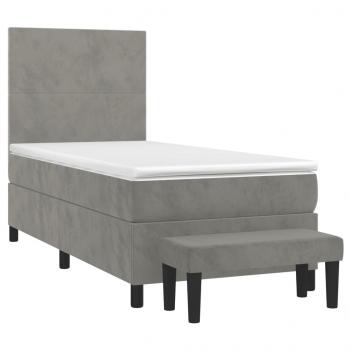 Boxspringbett mit Matratze Hellgrau 100x200 cm Samt