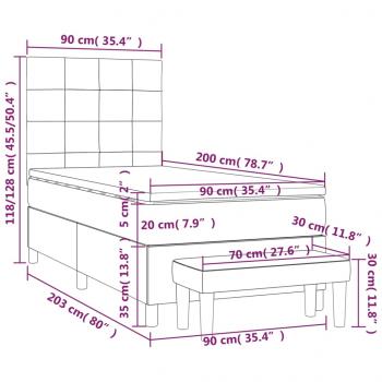 Boxspringbett mit Matratze Hellgrau 90x200 cm Samt