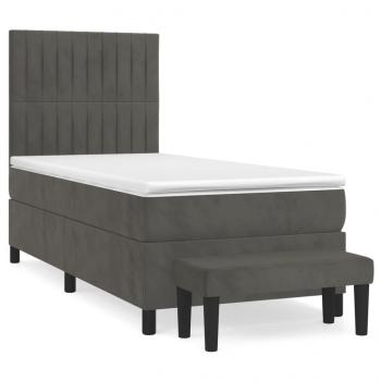 Boxspringbett mit Matratze Dunkelgrau 90x190 cm Samt