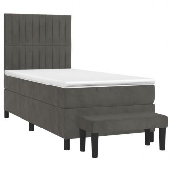 Boxspringbett mit Matratze Dunkelgrau 90x190 cm Samt