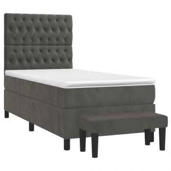 Boxspringbett mit Matratze Dunkelgrau 90x190 cm Samt