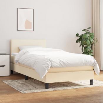 ARDEBO.de - Boxspringbett mit Matratze Creme 90x190 cm Stoff