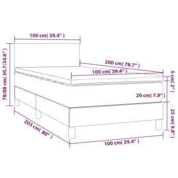 Boxspringbett mit Matratze Hellgrau 100x200 cm Stoff