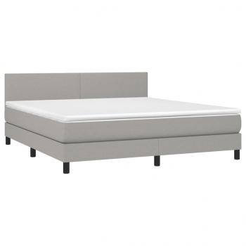 Boxspringbett mit Matratze Hellgrau 160x200 cm Stoff