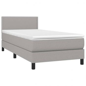 Boxspringbett mit Matratze Hellgrau 90x200 cm Stoff