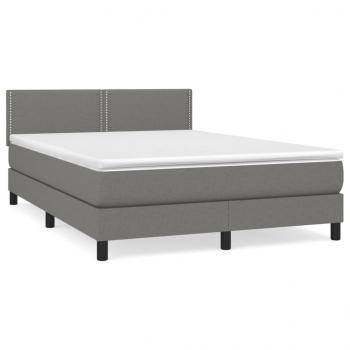 Boxspringbett mit Matratze Dunkelgrau 140x190 cm Stoff