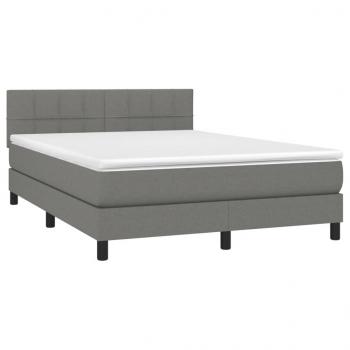 Boxspringbett mit Matratze Dunkelgrau 140x200 cm Stoff