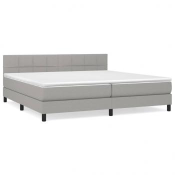 Boxspringbett mit Matratze Hellgrau 200x200 cm Stoff