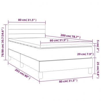 Boxspringbett mit Matratze Dunkelgrau 80x200 cm Stoff