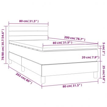 Boxspringbett mit Matratze Schwarz 80x200 cm Stoff