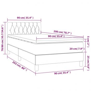 Boxspringbett mit Matratze Hellgrau 90x200 cm Stoff