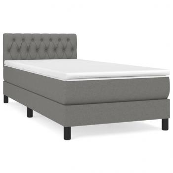 Boxspringbett mit Matratze Dunkelgrau 90x200 cm Stoff