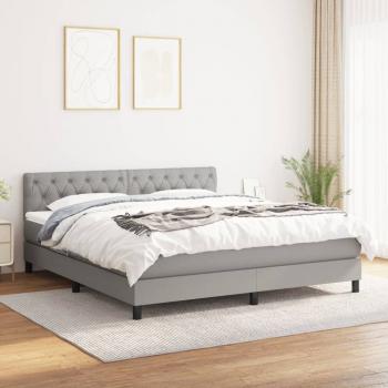 ARDEBO.de - Boxspringbett mit Matratze Hellgrau 160x200 cm Stoff