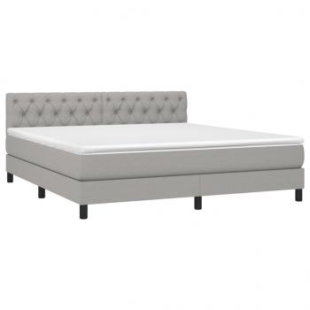 Boxspringbett mit Matratze Hellgrau 160x200 cm Stoff