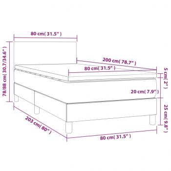 Boxspringbett mit Matratze Hellgrau 80x200 cm Stoff