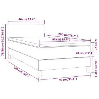 Boxspringbett mit Matratze Hellgrau 90x200 cm Stoff