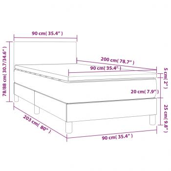 Boxspringbett mit Matratze Taupe 90x200 cm Stoff