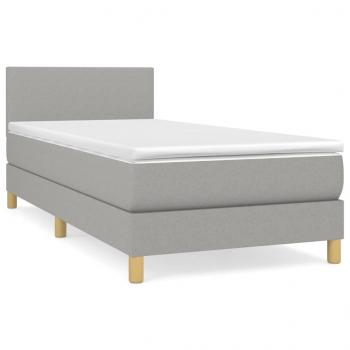 Boxspringbett mit Matratze Hellgrau 100x200 cm Stoff