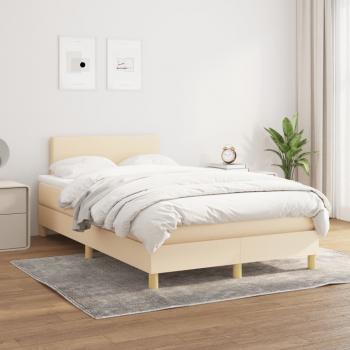 ARDEBO.de - Boxspringbett mit Matratze Creme 120x200 cm Stoff