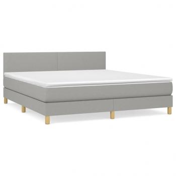 Boxspringbett mit Matratze Hellgrau 180x200 cm Stoff