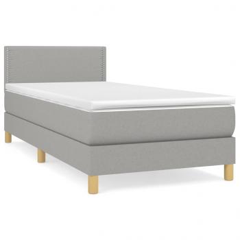 Boxspringbett mit Matratze Hellgrau 80x200 cm Stoff