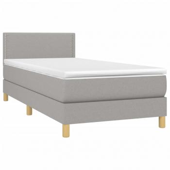 Boxspringbett mit Matratze Hellgrau 80x200 cm Stoff