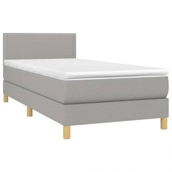 Boxspringbett mit Matratze Hellgrau 90x200 cm Stoff