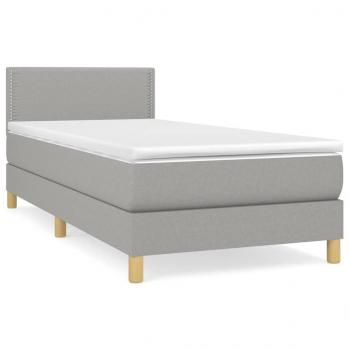 Boxspringbett mit Matratze Hellgrau 100x200 cm Stoff