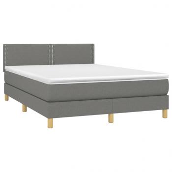 Boxspringbett mit Matratze Dunkelgrau 140x200 cm Stoff