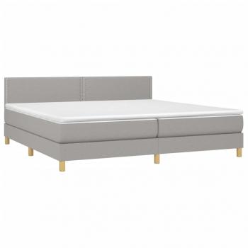 Boxspringbett mit Matratze Hellgrau 200x200 cm Stoff