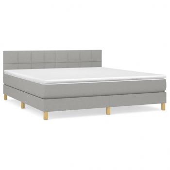 Boxspringbett mit Matratze Hellgrau 180x200 cm Stoff