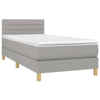 Boxspringbett mit Matratze Hellgrau 80x200 cm Stoff