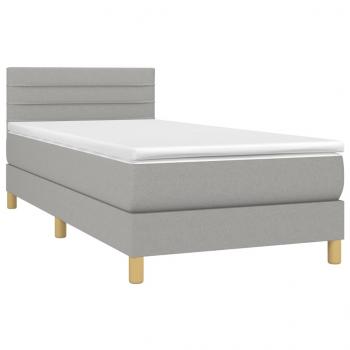 Boxspringbett mit Matratze Hellgrau 90x200 cm Stoff