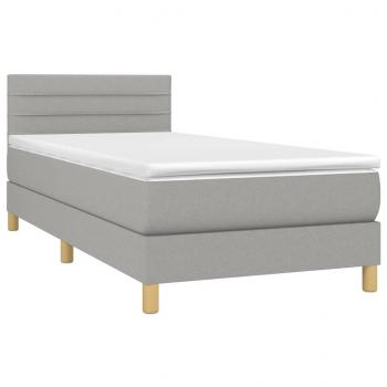 Boxspringbett mit Matratze Hellgrau 100x200 cm Stoff