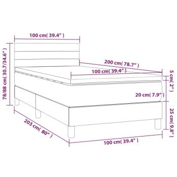 Boxspringbett mit Matratze Hellgrau 100x200 cm Stoff