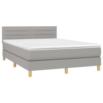 Boxspringbett mit Matratze Hellgrau 140x190 cm Stoff