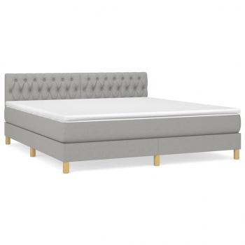 Boxspringbett mit Matratze Hellgrau 180x200 cm Stoff