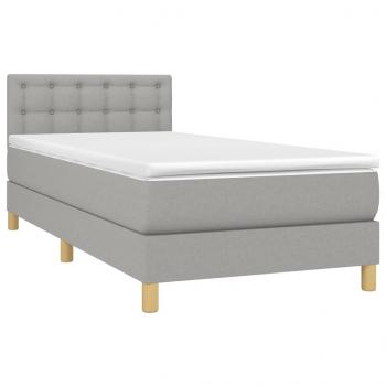 Boxspringbett mit Matratze Hellgrau 100x200 cm Stoff