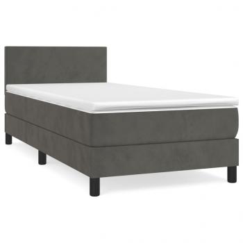 Boxspringbett mit Matratze Dunkelgrau 90x200 cm Samt