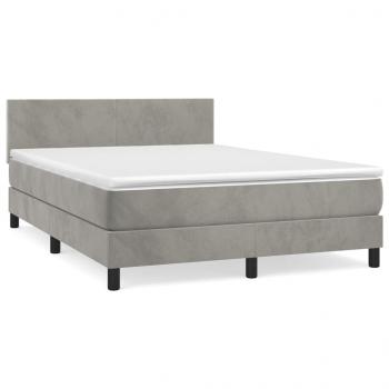 Boxspringbett mit Matratze Hellgrau 140x190 cm Samt