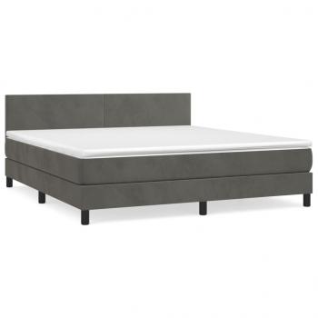 Boxspringbett mit Matratze Dunkelgrau 160x200 cm Samt