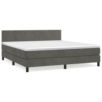 Boxspringbett mit Matratze Dunkelgrau 180x200 cm Samt