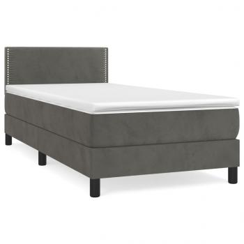 Boxspringbett mit Matratze Dunkelgrau 90x200 cm Samt