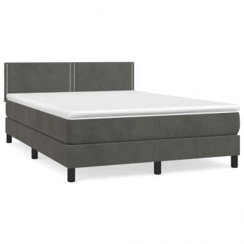 Boxspringbett mit Matratze Dunkelgrau 140x200 cm Samt